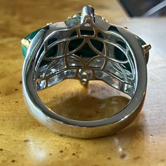Natural Malachite Sterling Silver Ring Size 6 - Picture 5 of 9